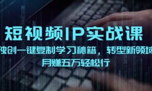 短视频 IP实战课，独创一键复制学习秘籍，转战新领域，月赚五万轻松行