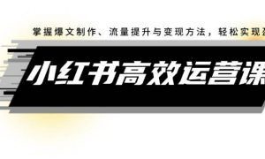 小红书高效运营课：掌握爆文制作、流量提升与变现方法，轻松实现盈利