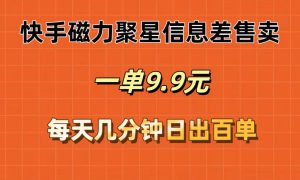 快手磁力聚星信息差售卖，一单9.9.每天几分钟，日出百单