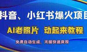 抖音、小红书爆火项目：AI老照片动起来教程，免费自动生成，无脑快速变…