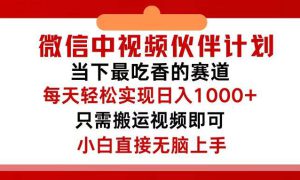 微信中视频伙伴计划，仅靠搬运就能轻松实现日入500 ，关键操作还简单，…