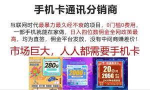 手机卡通讯分销商 互联网时代最暴利最久经不衰的项目，0门槛0费用，…