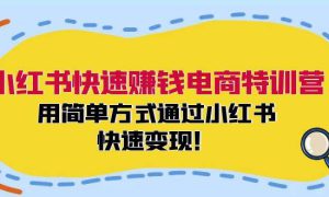 小红书快速赚钱电商特训营：用简单方式通过小红书快速变现！