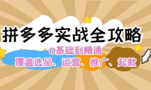 拼多多实战全攻略：0基础到精通，覆盖选品、运营、推广、起款