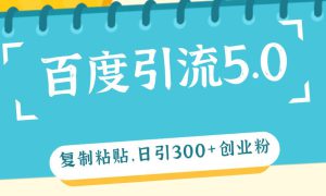 百度引流5.0，复制粘贴，日引300 创业粉，加爆你的微信