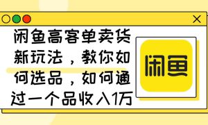 闲鱼高客单卖货新玩法，教你如何选品，如何通过一个品收入1万