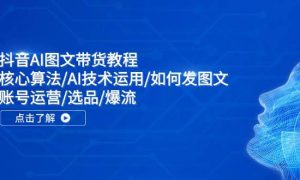 抖音AI图文带货教程：核心算法/AI技术运用/如何发图文/账号运营/选品/爆流