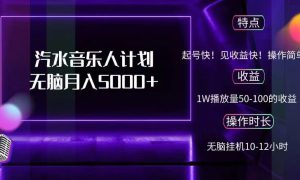 抖音汽水音乐人，计划无脑月入5000