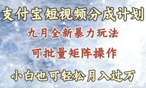 九月最新暴力玩法，支付宝短视频分成计划，轻松月入过万