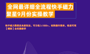 全网最详细全流程快手磁力聚星实操教学