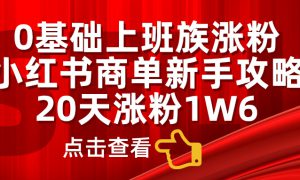 0基础上班族涨粉，小红书商单新手攻略，20天涨粉1.6w