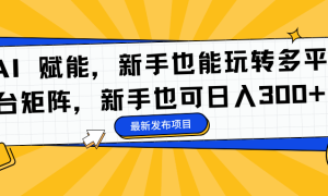 AI 赋能，新手也能玩转多平台矩阵，新手也可日入300