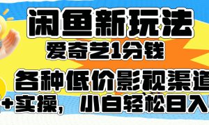 闲鱼新玩法，爱奇艺会员1分钱及各种低价影视渠道，小白轻松日入500