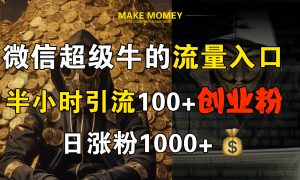 微信超级牛的流量入口，半小时引流100 创业粉，日涨粉1000