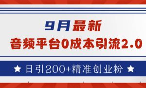 9月最新：音频平台0成本引流，日引流300 精准创业粉