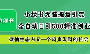 小绿书小白无脑搬运引流，全自动日引500精准创业粉，微信生态内又一个闷声发财的机会