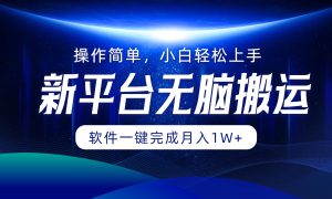 新平台无脑搬运月入1W 软件一键完成，简单无脑小白也能轻松上手