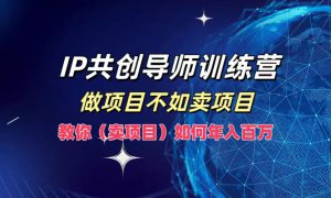 IP共创导师训练营，如何实现年入百万，做项目不如卖项目，教你（卖项目）