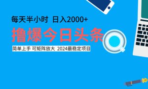 撸爆今日头条，每天半小时，简单上手，日入2000