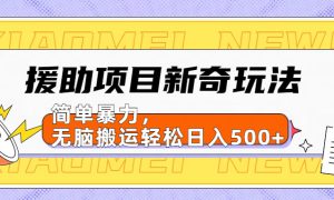 【日入500很简单】援助项目新奇玩法，简单暴力，无脑搬运轻松日入500