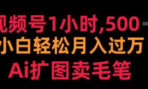 视频号1小时，500＋ 小白轻松月入过万 Ai扩图卖毛笔