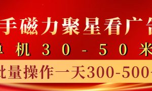 快手磁力聚星4.0实操玩法，单机30-50 10部手机一天300-500