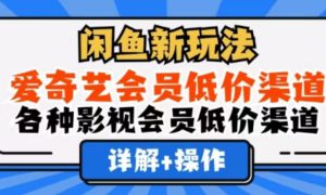 闲鱼新玩法，一天1000 ，爱奇艺会员低价渠道，各种影视会员低价渠道