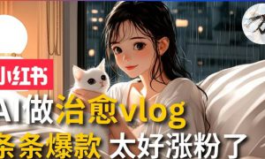 AI治愈系vlog动画视频，小红书7天 涨粉破千，商单报价1500 ，0成本制作，日入2000 ，有手就会?