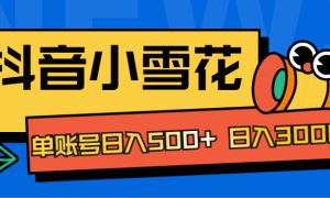 抖音小雪花项目，单账号日入500  日入3000