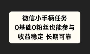 微信小手柄任务，0基础也能参与，收益稳定