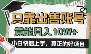 一个不起眼却很暴力的项目，只靠出售账号，竟能月入10W