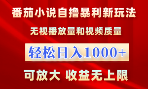 番茄小说自撸暴利新玩法！无视播放量，轻松日入1000 ，可放大，收益无上限！