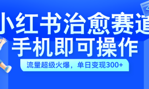 小红书治愈视频赛道，手机即可操作，蓝海项目简单无脑，单日可赚300