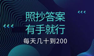 照抄答案，有手就行，每天几十到200低保