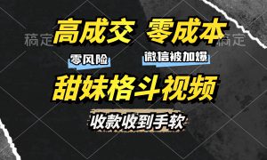 高成交零成本，售卖甜妹格斗视频，谁发谁火，加爆微信，收款收到手软