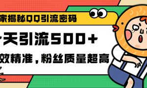 独家解密QQ里的引流密码，高效精准，实测单日加500 创业粉