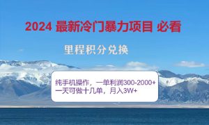 2024惊爆冷门暴利！出行高峰来袭，里程积分，高爆发期，一单300 —2000 ，月入过万不是梦！