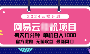 2024 11月份网易云云挂机项目！日入1000无脑收益！