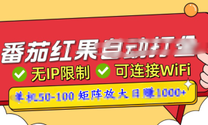 番茄红果广告自动打金暴力玩法，单机50-100，可矩阵放大操作日赚1000 ，小白轻松上手！