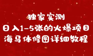 独家实测日入1-5张海马体修图    详细教程