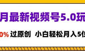 11月最新视频号5.0玩法，100%过原创，小白轻松月入5位数