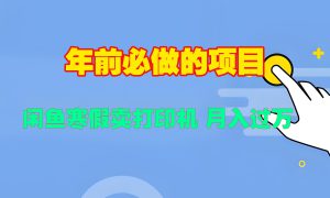 寒假闲鱼卖打印机、投影仪，一个产品产品实现月入过万