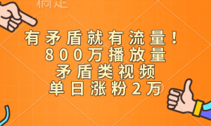 有矛盾就有流量！800万播放量的矛盾类视频，单日涨粉2万