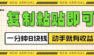 复制粘贴即可，一分钟8块钱，真正的动手就有收益！！