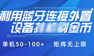 利用蓝牙连接外置设备看广告刷金币，刷金币单机50-100 矩阵无上限