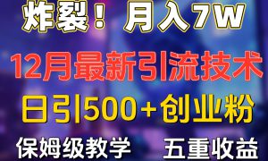 炸裂！月入7W 揭秘12月最新日引流500 精准创业粉，多重收益保姆级教学