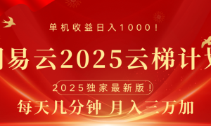 网易云最新2025挂机项目 躺赚收益 纯挂机 日入1000