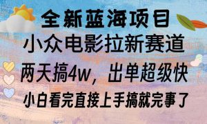 全新蓝海项目 小众电影拉新赛道 小白看完直接上手搞就完事了