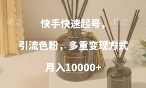 快手快速起号，引流色粉，多重变现方式，月入10000