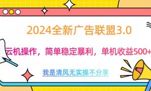 3.0最新广告联盟玩法，单机收益500